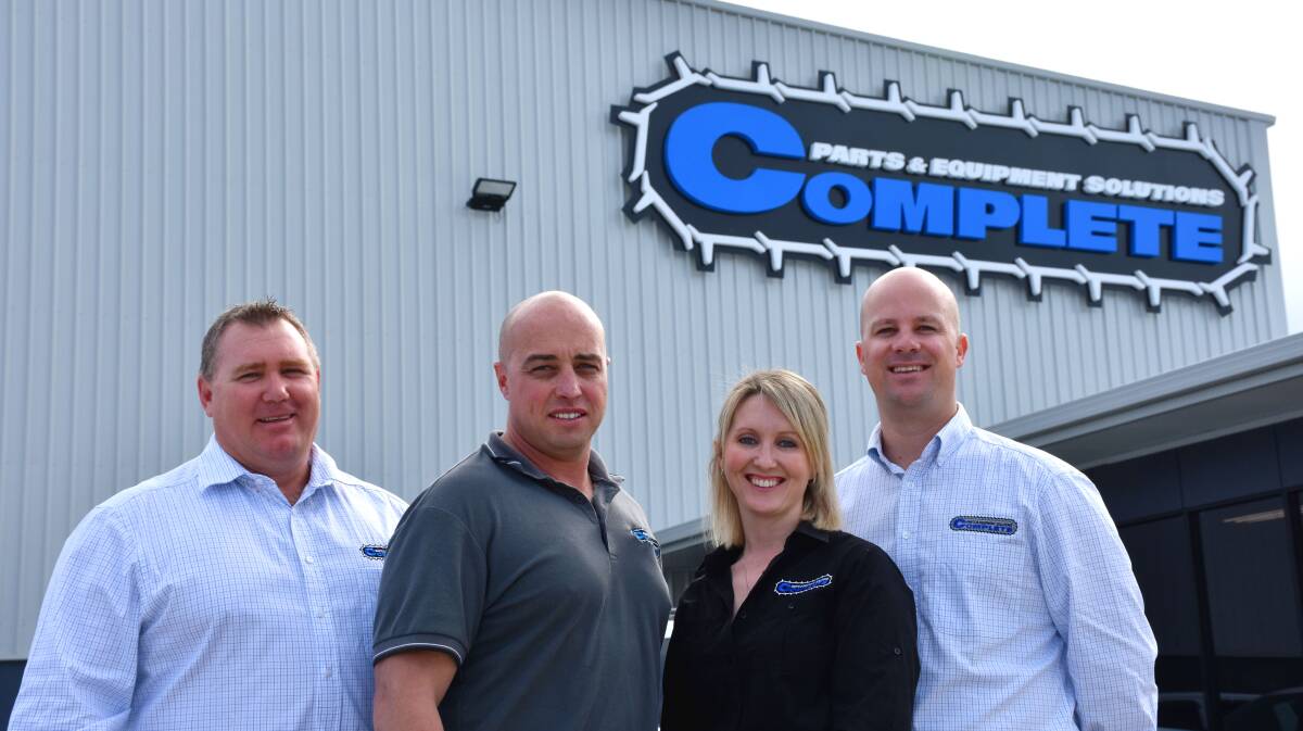 EXPANDING RAPIDLY: Compete Parts and Equipment Solutions staff Craig Tanzer, Michael Upward, Felicity Dyson and Sean Dyson outside their purpose-built facility at Maison Dieu.