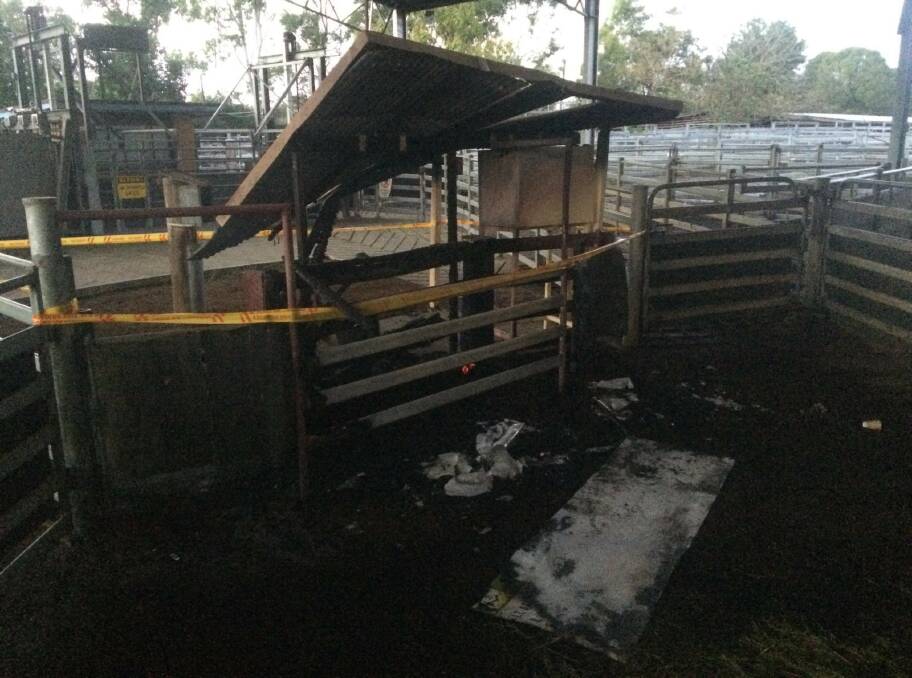 Burnt out sellers box at the Kempsey saleyards
