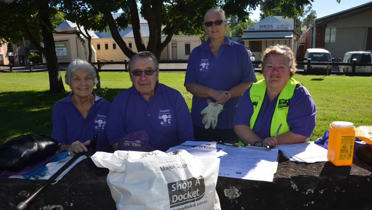 ADMINISTRATION TASKS: Lyn MacBain (right) and her tidy town helpers making sure Clean Up Australia Day ran smoothly in 2016.