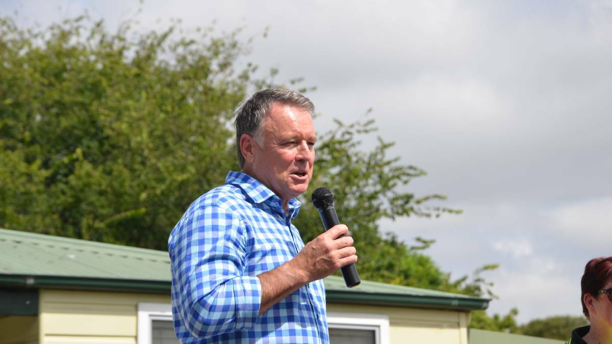 SPEAKING OUT: Joel Fitzgibbon speaking at the rally in Singleton on Sunday to 'Give us Our Back Park'.