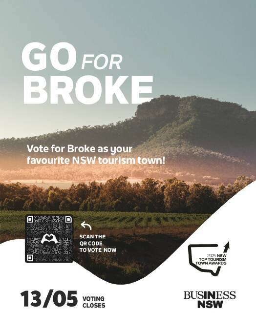Call-out to locals to vote for Broke in the NSW Tourism Awards