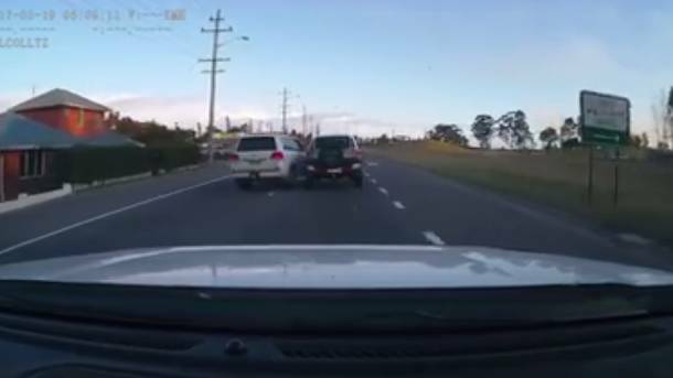 CHARGED: A screen shot from the video which initiated the police investigation. Picture: Dash Cam Owners Australia