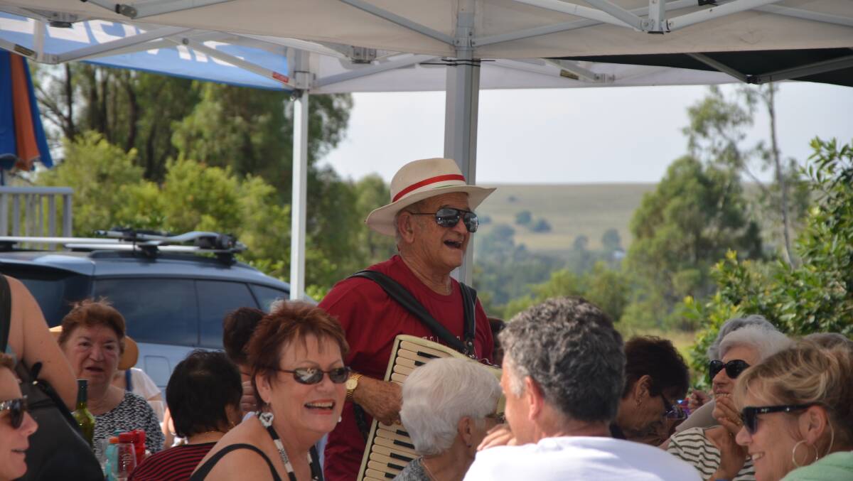 POPULAR: An accordion player keeps the crowd entertained at Catherine Vale Wines on Saturday.
