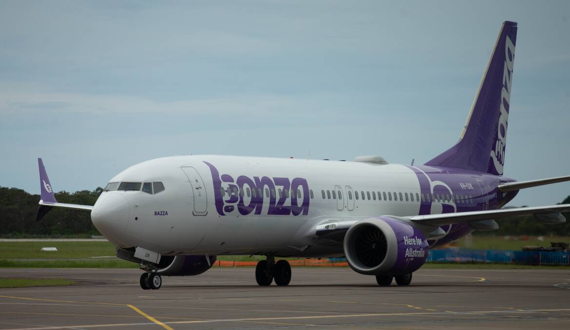 A Bonza aircraft at Newcastle Airport last year. File picture