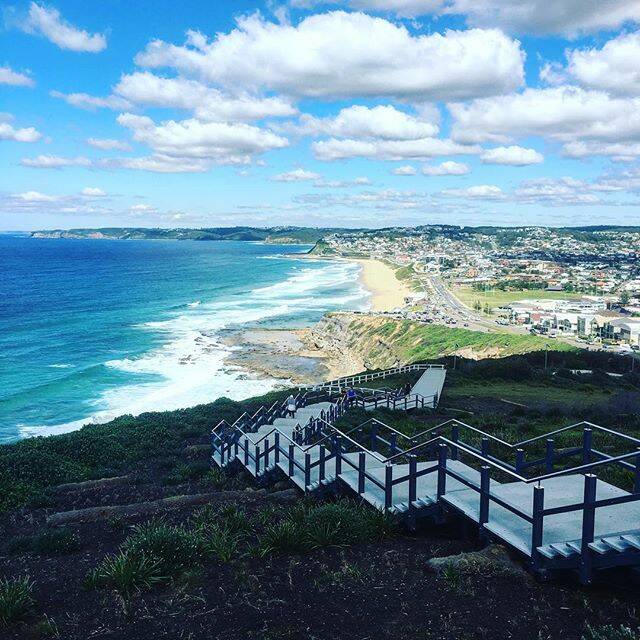 MORNING SHOT: @lottymack Newcastle's spectacular ANZAC memorial walk .. it's worth it to tackle all those stairs for the views and hauntingly beautiful steel silouhettes of Australian service personnel #beach #newcastlensw #seensw #australia #seeaustralia #nsw #newcastle #Anzac