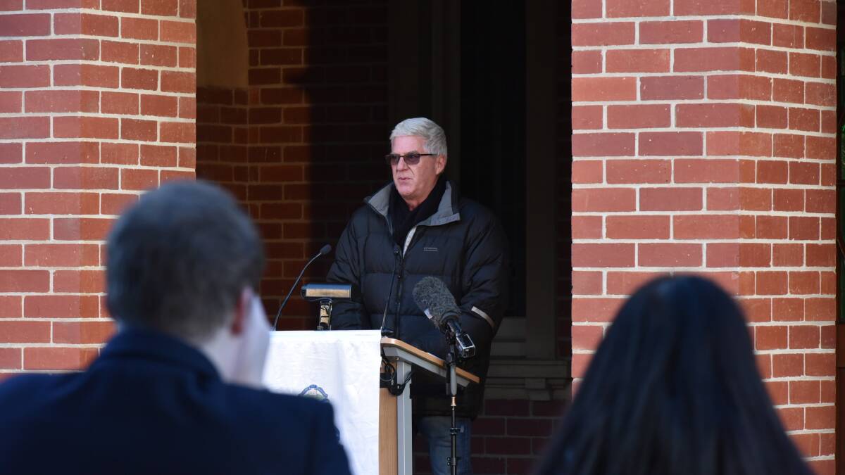 Abuse survivor Phil Nagle speaks at the apology.  Picture: Jeremy Bannister. 