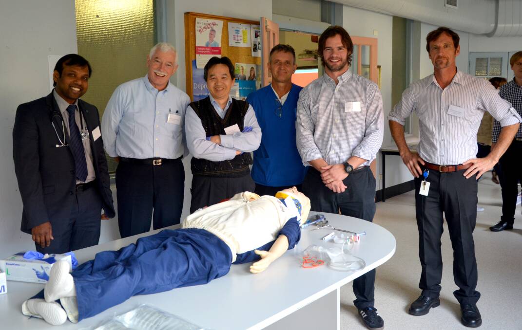 MEDICAL STAFF: Singleton's Dr Srinadh Chepuri, Dr David Sanders, Dr Tuan Au and Dr Will Debelak and John Hunter Hospital's Dr John Paul Smiles and Dr Conrad Loten at the training session. 