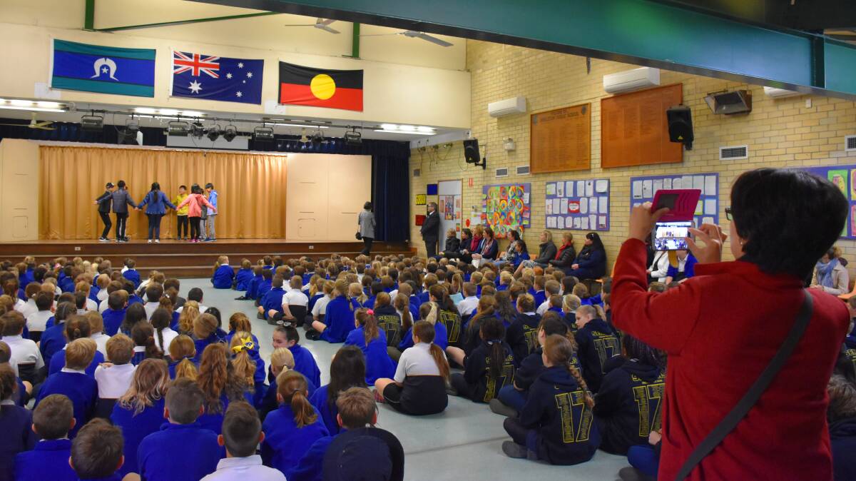 SONG AND DANCE: The students performed for the students at Singleton Public School. 