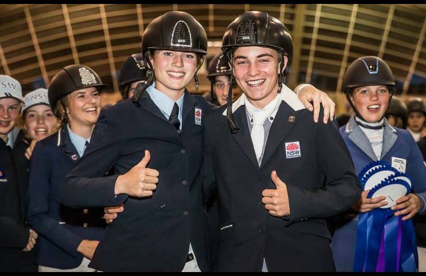 NATIONAL WINNERS: NSW Equestrian rider Isobel Guinness of Ascham School and team captain Cade Hunter from Singleton High School. 