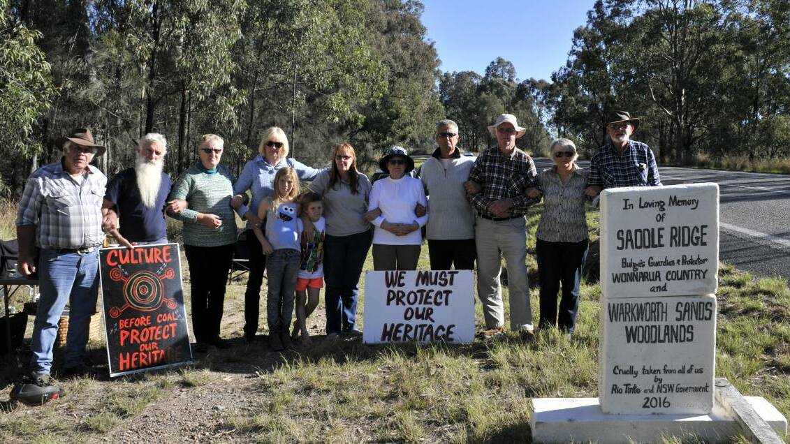 WALLABY SCRUB: Local residents protesting about the possible road closure in July 2016 prior to Police arresting two Aboriginal Elders.