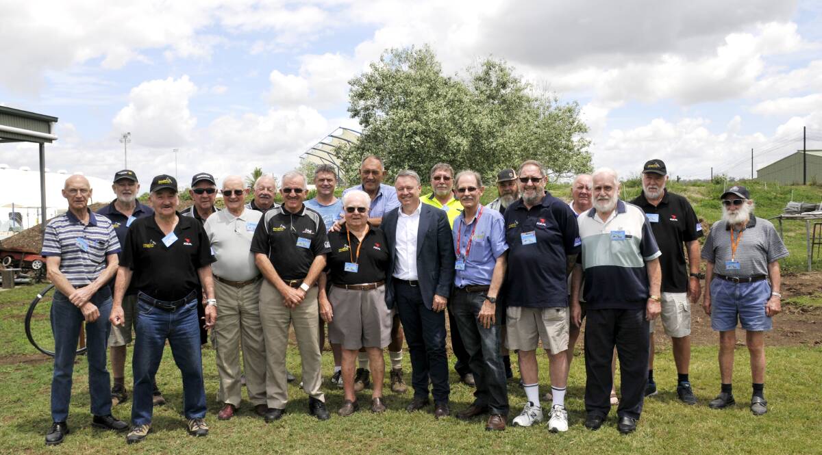NEW FACILITY: The Singleton Men's Shed members with Federal Member for Hunter, Joel Fitzgibbon pictured where the new facility is set to be built. 