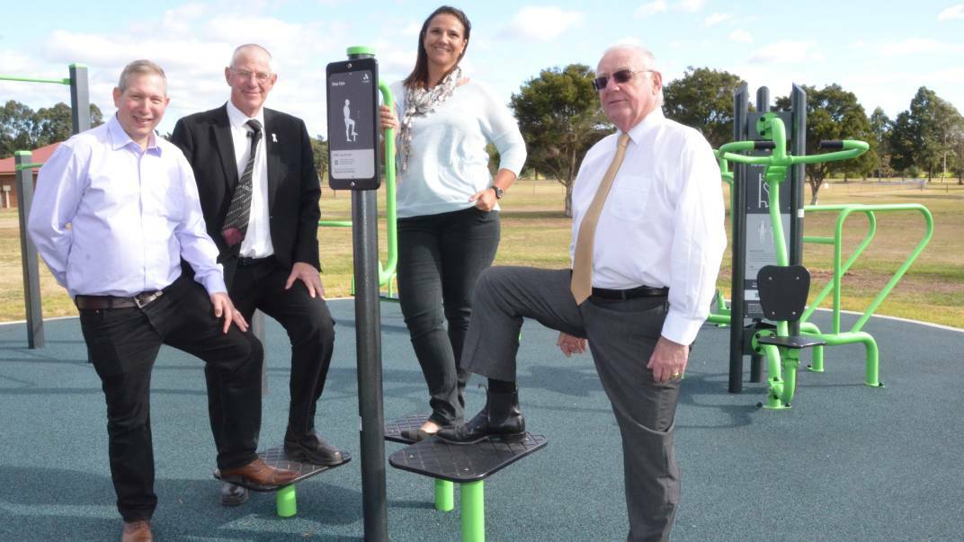 TEAM EFFORT: Coalfields Healthy Heartbeat coordinator Shane Feeney, Cessnock mayor Bob Pynsent, Branxton resident Kate Gray and Newcastle Permanent Charitable Foundation chairman Michael Slater. This is an example of how funding can help the Hunter region. Picture: KRYSTAL SELLARS