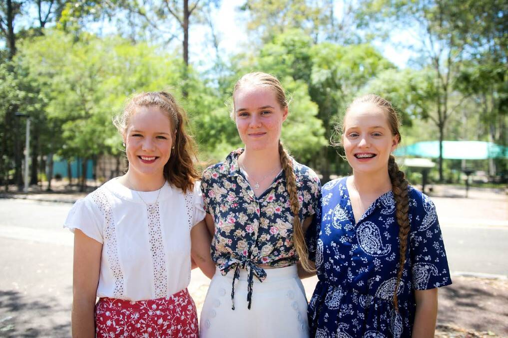 TREKKING TRIO: Annie, Sophie and Lucy Nichols are ready to conquer the Larapinta Trail. Photo supplied.