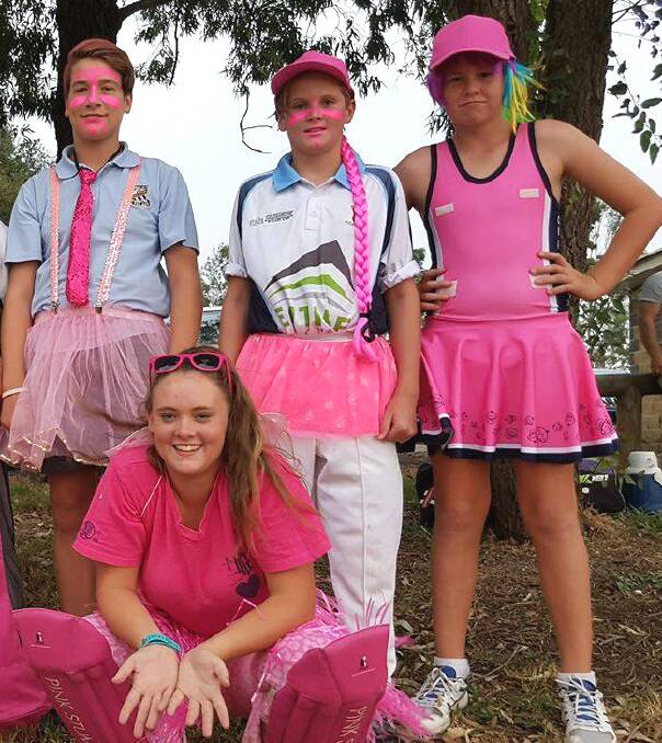 WELL SUPPORTED:  Our junior players sporting pink inspired outfits.