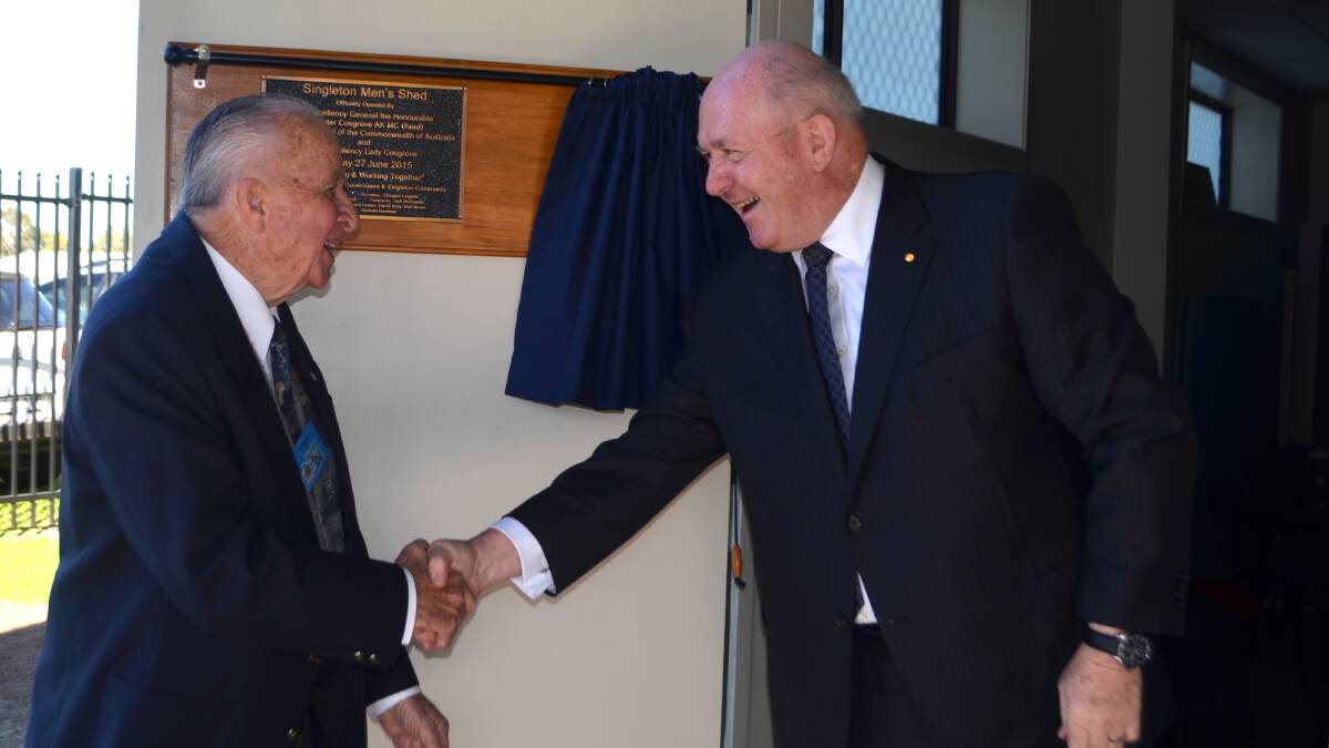 Governor General officially opening Singleton Men's Shed.