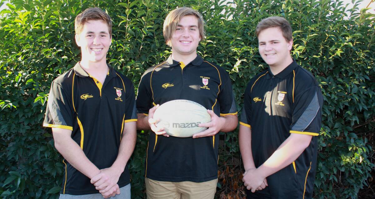 TALENTED FORWARDS:  Singleton Bulls players Alex Vaughan, Tim Ryan and Beau Merrick are pleased to be NSW Country Junior Rugby Union reps.