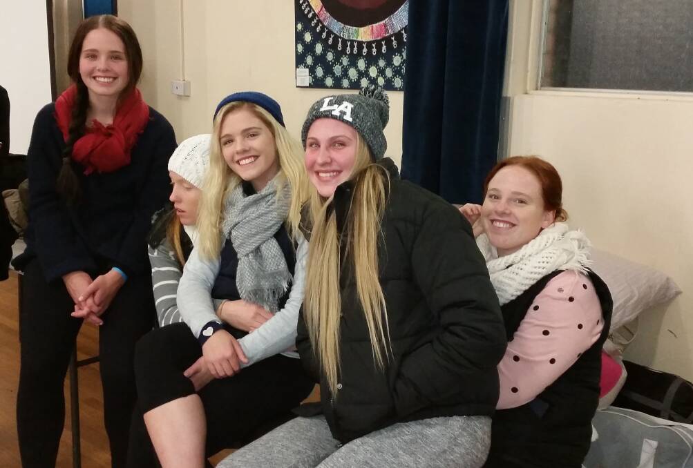 St Cath's students who slept rough to raise funds.