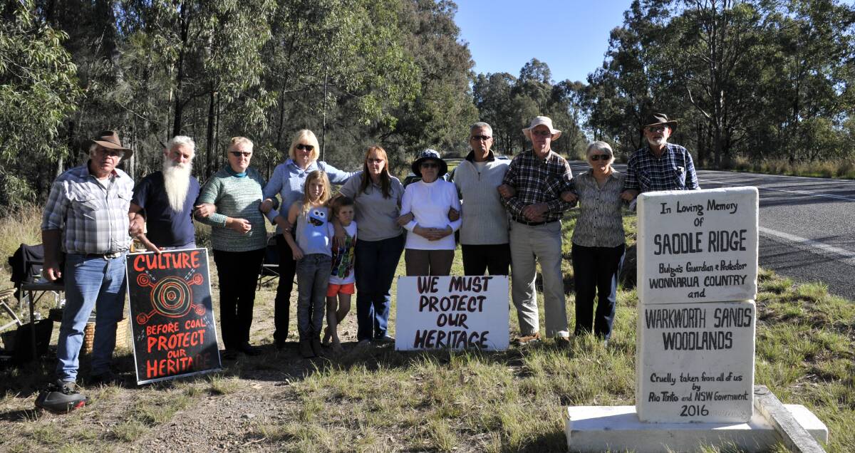 Local residents protesting about the possible road closure in July 2016 prior to Police arresting two Aboriginal Elders.