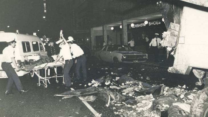 The scene of the Hilton Hotel bombing on George Street, Sydney. Photo: Supplied