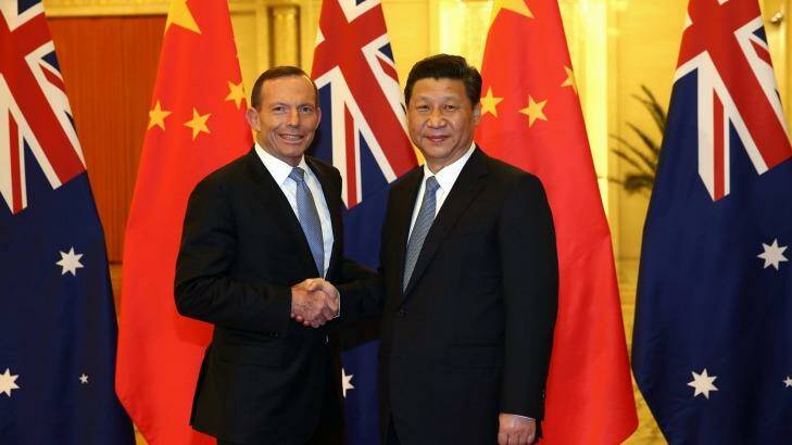Prime Minister Tony Abbott hopes to sign a deal with Chinese President Xi Jinping. Photo: Alex Ellinghausen