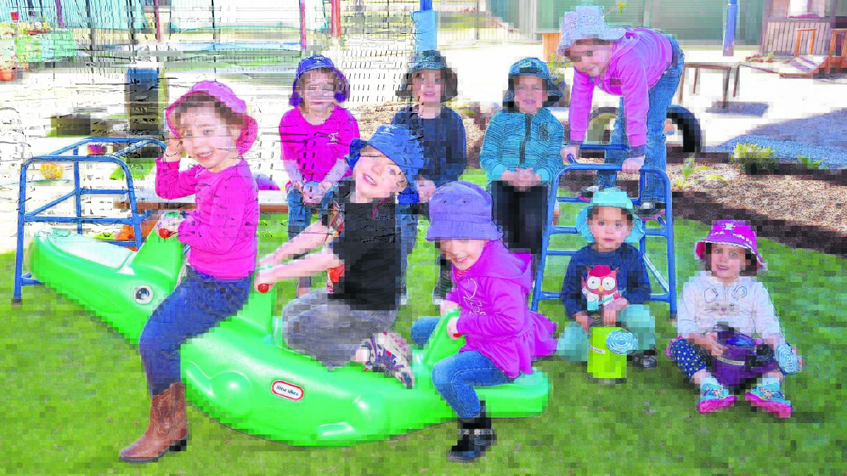 NEW PLAYGROUND:  (Back left to right) kids from St Patrick’s Early Education centre playing on the new lawn Aeryn Smailles, Owen Trickey, Cooper Grima, Mia Millgate (front) Mia Bower, Tyler Simpson, Joely Millgate, Tristan Botha and Lillie Neuss. 
