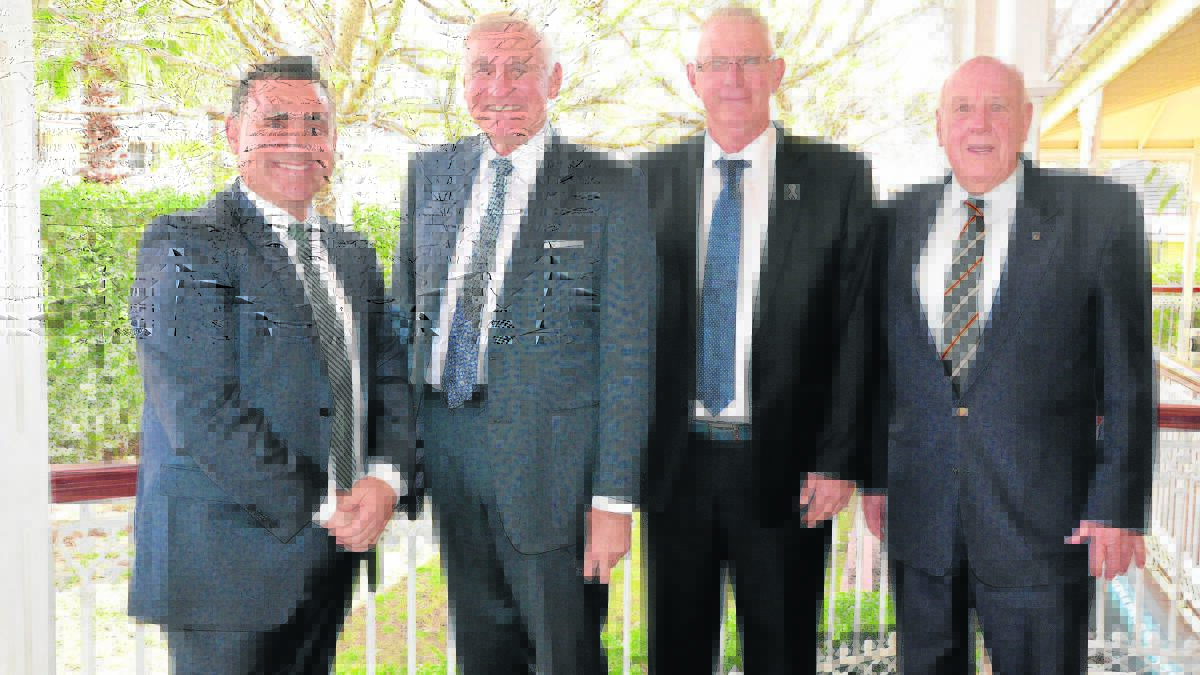 OFFICIAL PARTY:  Minister for Regional Development John Barilaro and George Souris are pictured with Cessnock Mayor Bob Pynsent and Singleton Mayor John Martin.
