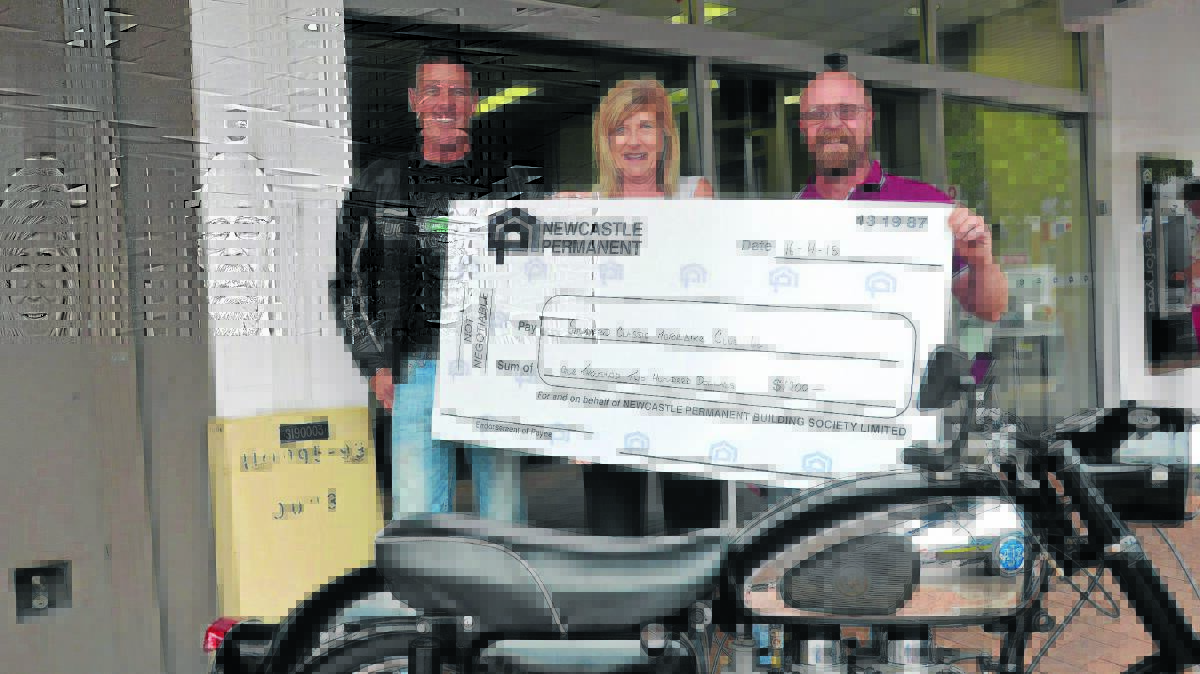 THANK YOU: Singleton Classic Motorcycle Club member Stephen Cherrett, Newcastle Permanent mortgage manager Julianne Cull and Singleton Classic Motorcycle Club president Scott Agnew. 