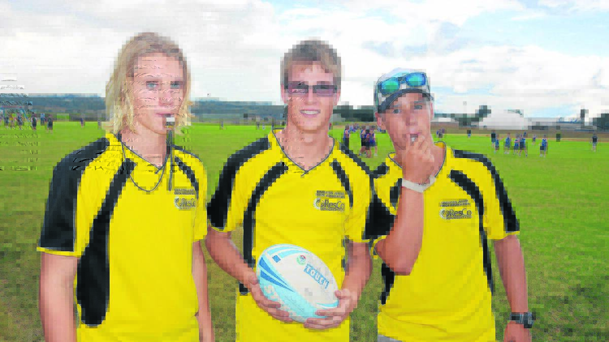 IN TOUCH: Young Singleton referees Koby Old, Nick Martin and Daven Patton.