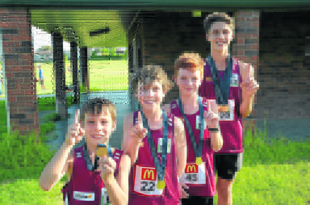 Singleton’s under-12 relay team, Brandon Cox, Dominic Rohr, Lochlan Young and Ethan McLoughlin.