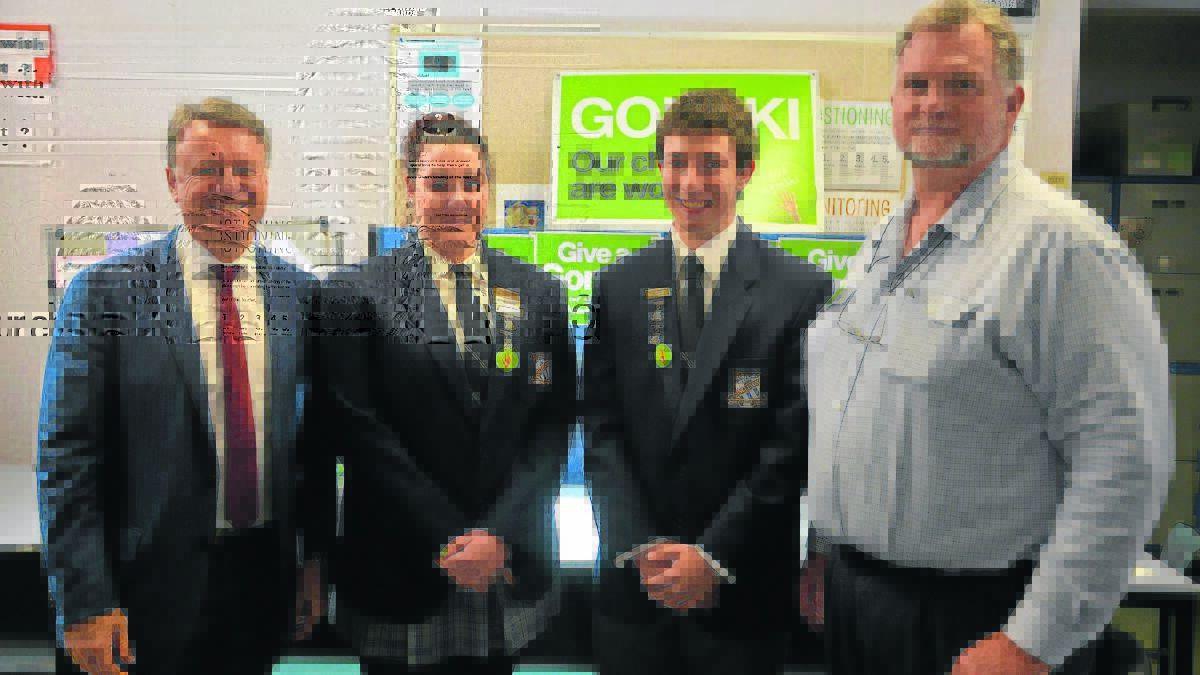 EDUCATION WEEK:  Federal Member for Hunter Joel Fitzgibbon with Student Representative Council members Amy Behringer and Tim Dunne and Singleton Teachers Association President Greg Norris.