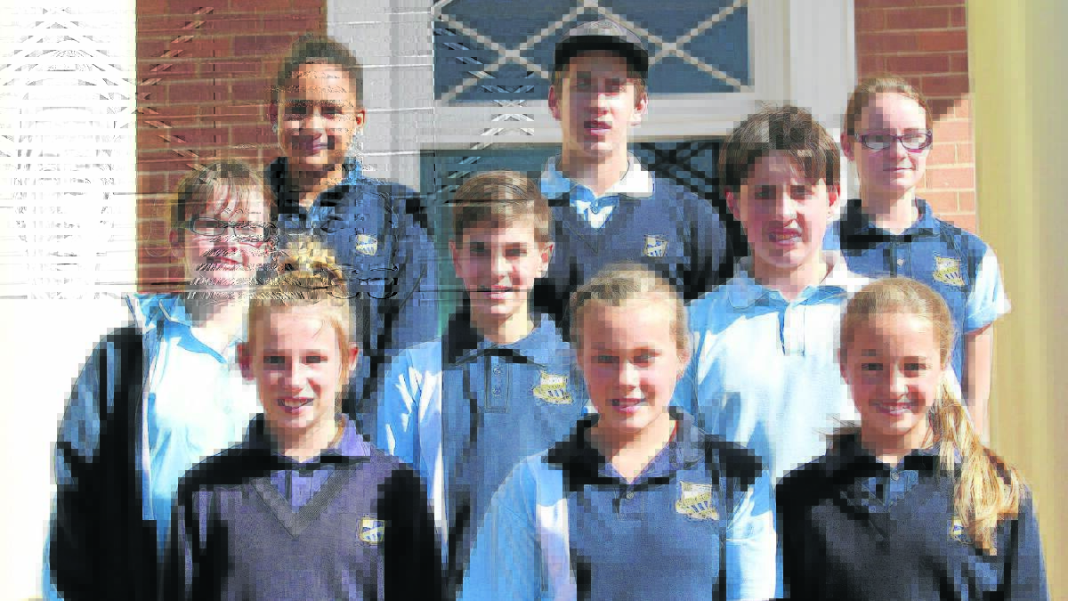 ON THE RIGHT TRACK: Singleton High School students, back from left, Deanna Mayled, James Bradley, Georgina Hughes; middle from left, Sam Odgers, Nick Watson, Darcy Gilson and, front from left, Ella Smith-Ballard, Krystal Sloan and Chantelle Smuts. Absent: Sam Barry and Samantha York

