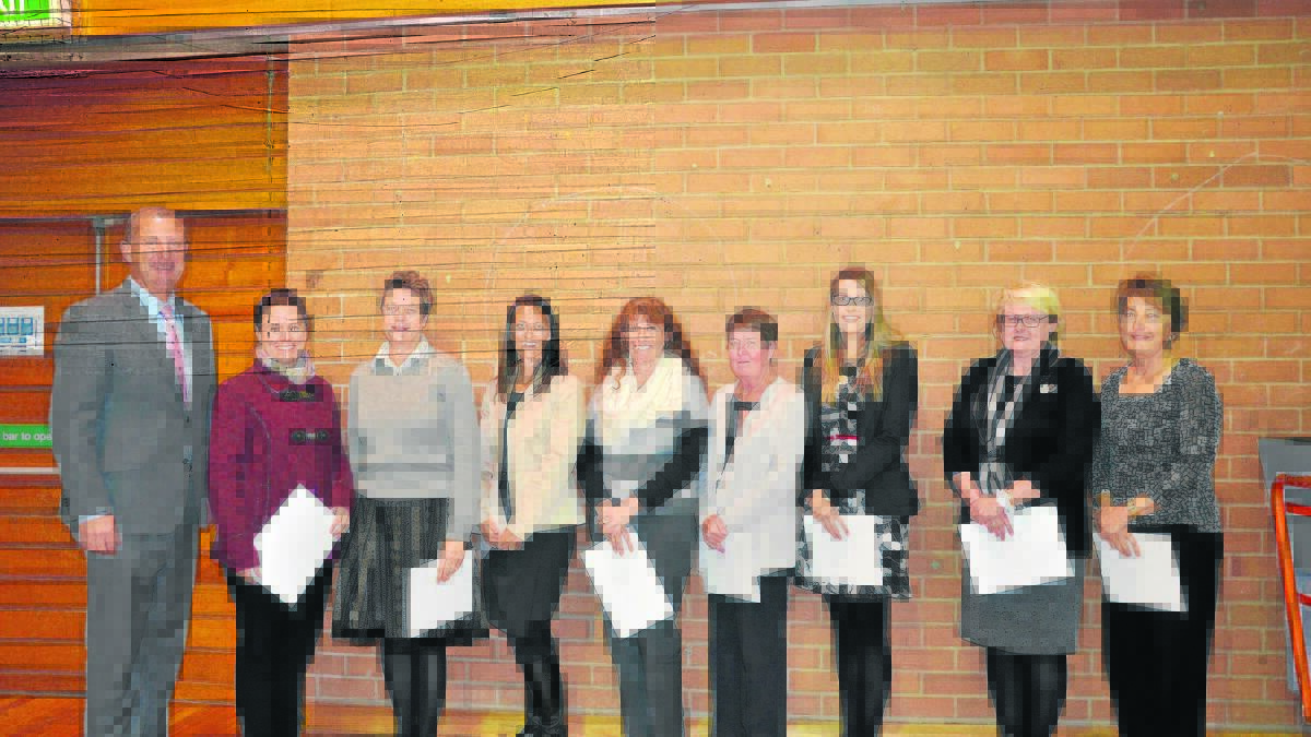 EXCELLENCE IN TEACHING AND SCHOOL LEADERSHIP: Upper Hunter MP Michael Johnsen with Dayna Cowmeadow (Singleton High School), Christine Launders (Singleton High School), Diane Merrick (Singleton Public School), Kerry Kermode (King Street Public School), Lucy Pickles (Milbrodale Public School), Jenny Hazelwood (Singleton Heights Public School), Sue Winsor (Singleton Heights Public School) and Wendy Kempster (Singleton Heights Public School). Absent: Karen Barnett (Singleton High School), Anne Langley (Broke Public School)