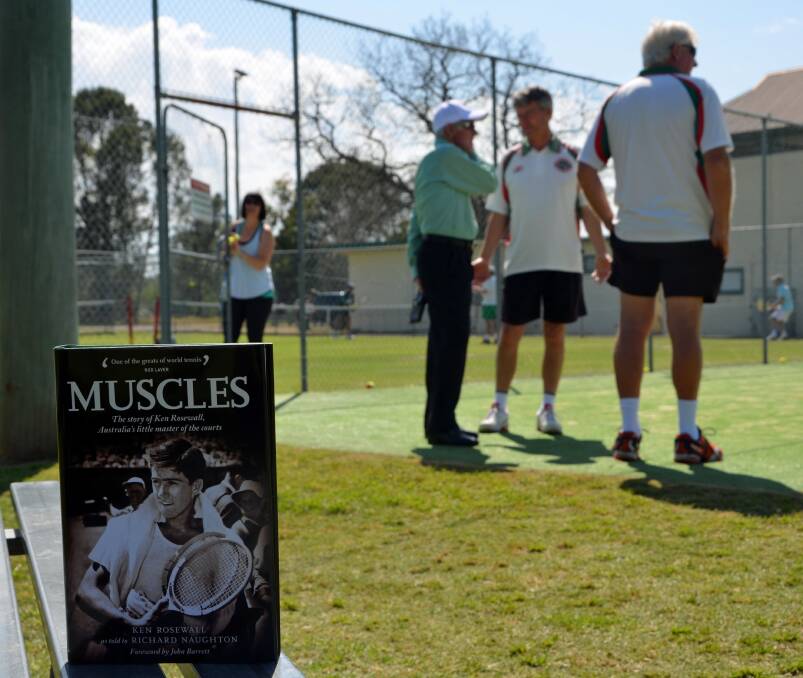 Ken Rosewell talks to Mark Rix and Craig Miles at the Howe Park Tennis Club on Saturday 