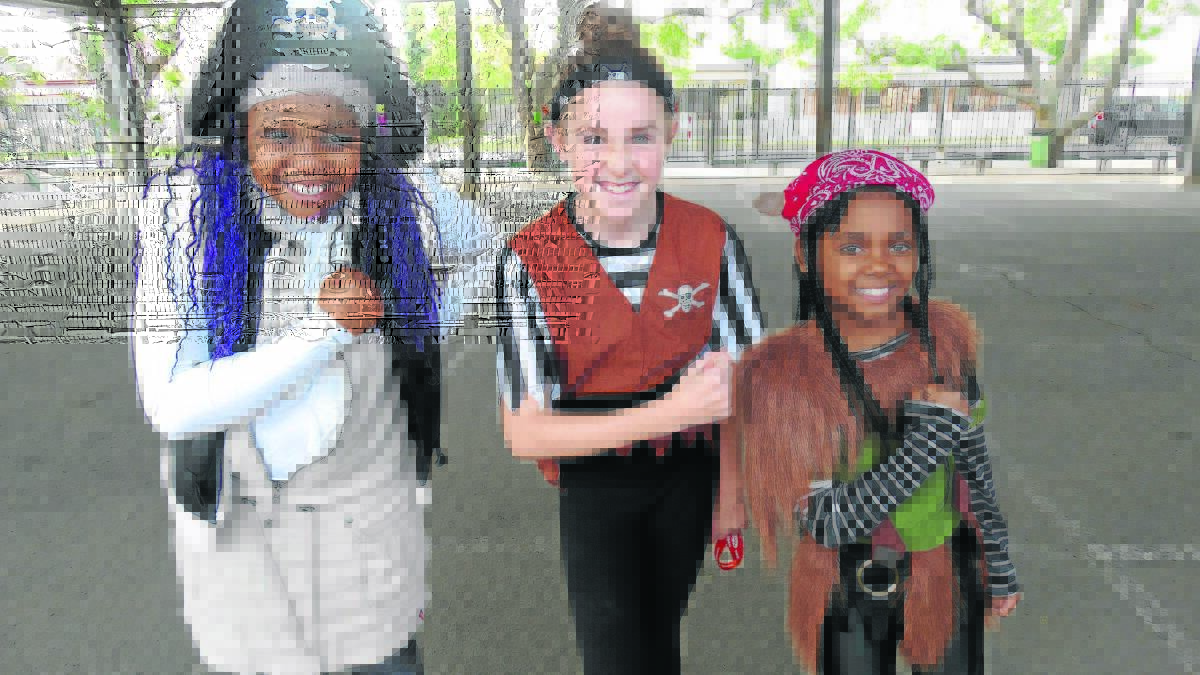 AHOY MATEY: Ruby Clayworth, Olivia Barry and Nozipho Robat at Singleton Public School.