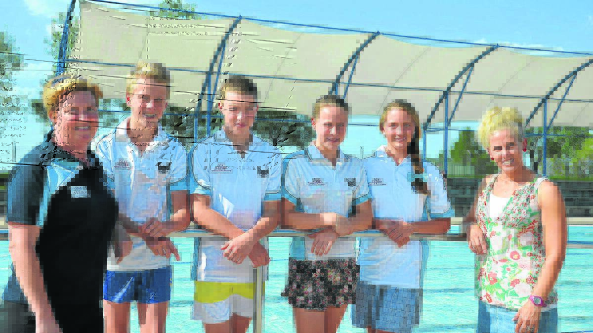 GOING FROM STRENGTH-TO-STRENGTH: Singleton Amateur Swimming Club president Melisa Geale, captains Elliott Earnshaw, Harrison Geale, Maddison Barry, Shanae Howard and secretary Amy Gray.
