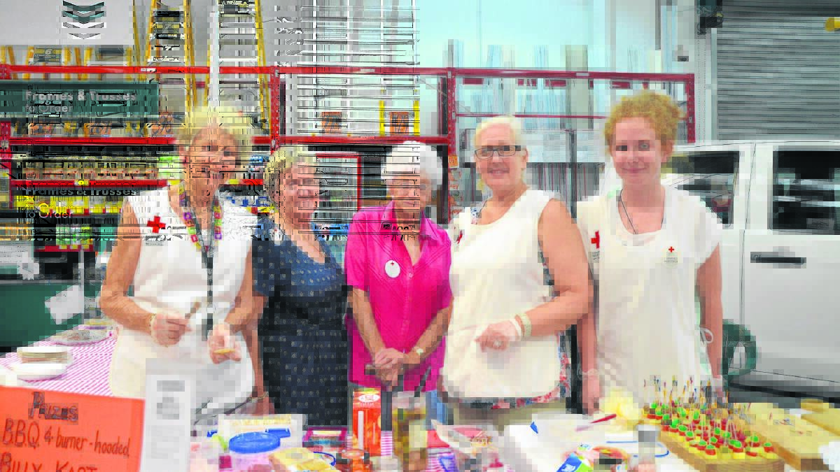 RAISING FUNDS: Members of the Singleton Branch of the Red Cross, Susan Ginns, Sue Moore, Betty Searl, Di Thorning and Grace McKittrick.