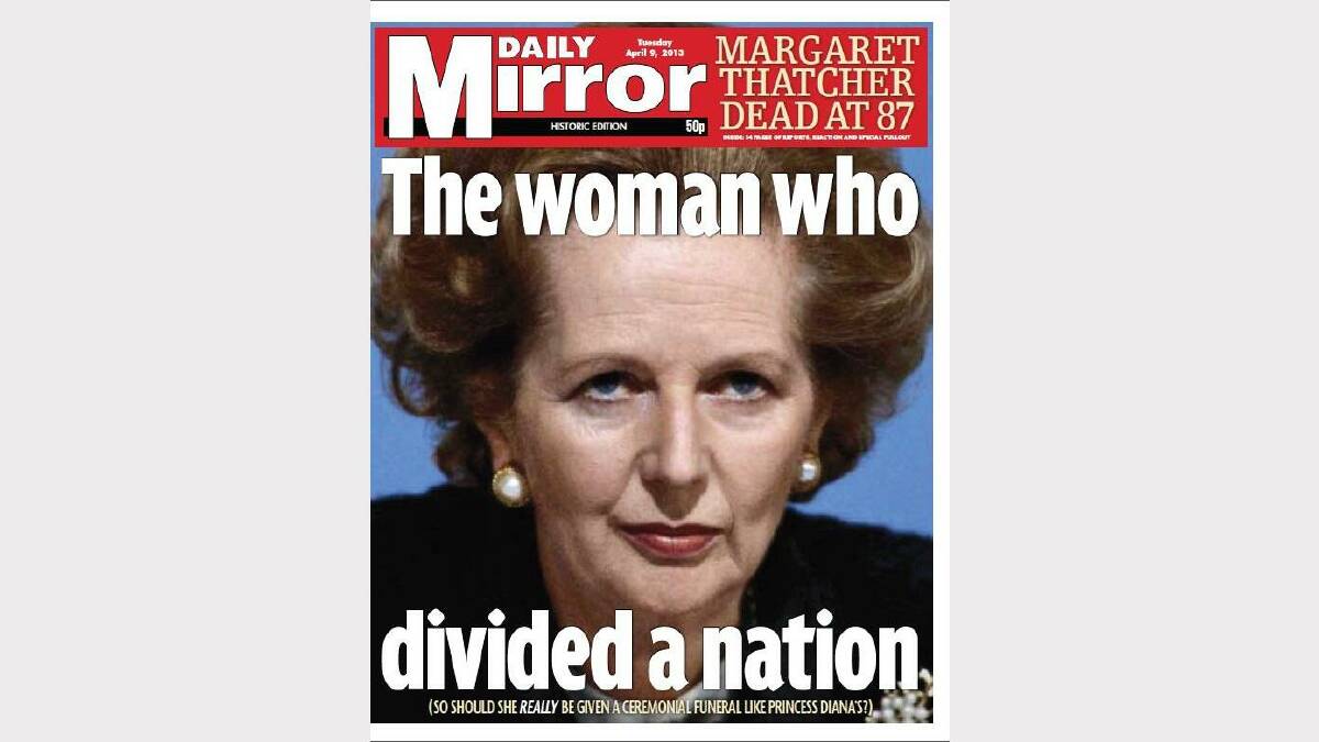 Photos of the front pages of British newspapers following Margaret Thatcher's death. Photo: Twitter/ The Daily Mirror.