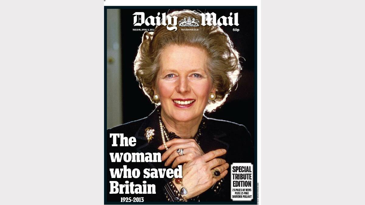 Photos of the front pages of British newspapers following Margaret Thatcher's death. Photo: Twitter/ The Daily Mail.