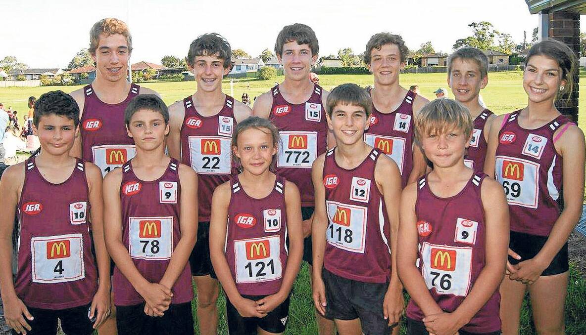 FAST AND SKILLED: Singleton athletes (back l-r) Flynn Lefmann, Sam Barry, Mitchell Bradley, Tristan Muir, James Bradley, Emma Watson, (front) Riley Woods, Ethan McLoughlin, Adelaide Sylvester, Nick Watson and Jack Ryan competed at the state championships at Sydney Olympic Park Athletics Centre on the weekend. 