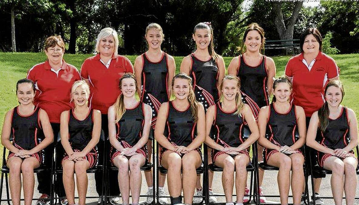 UNDER 14 REP: (Back l-r) coach Gail Solman, assistant coach Carolyn Lambkin  Montayne Rowe, Raina Campbell, Bonnie Cupitt, manager Donna Williamson (front) Kendall Alston, Maggie Ruigrok, Lilly Ede, Chantelle Hamson, Ruby Haines, Georgia Williamson and Ashlee Urpeth. 