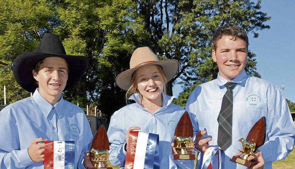 CHAMPION TEAM: St Catherine’s Catholic College students  Cameron Andrews, Lucy Nichols, Rowan Vallance were the overall champion judging team at the Singleton Junior Judging competition.Rowan was also the winner of the secondary schools  section in the judging competition.