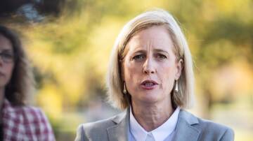 Senator Katy Gallagher in Ainslie announcing an ACT infrastructure project to be delivered under an Albanese Labor Government. Picture: Karleen Minney