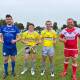 RESPECT: The captains of the Greta Branxton Colts (left) and Singleton Greyhounds (right) pose with the referees prior to their Group 21 game on Sunday, May 15. 