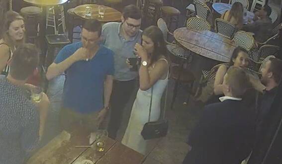 CCTV of Bruce Lehrmann and Brittany Higgins drinking at The Dock, hours before the alleged incident. Picture supplied