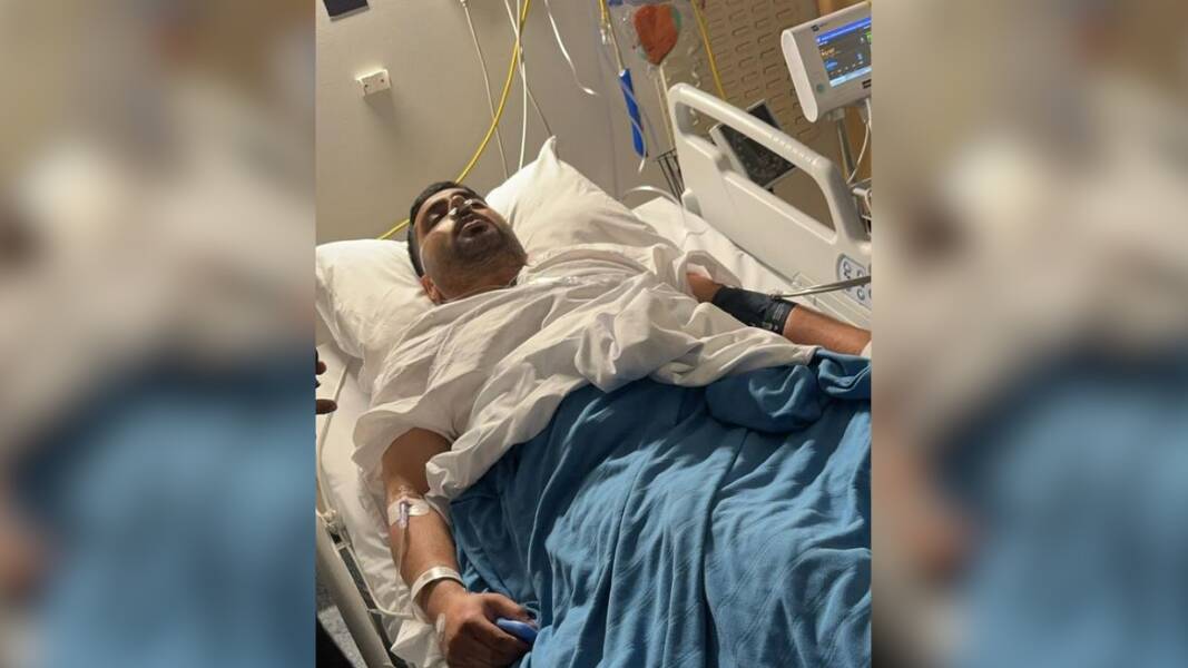 Security guard Muhammad Taha recovering in hospital after Joel Cauchi severely injured him during the Westfield attack. Picture supplied