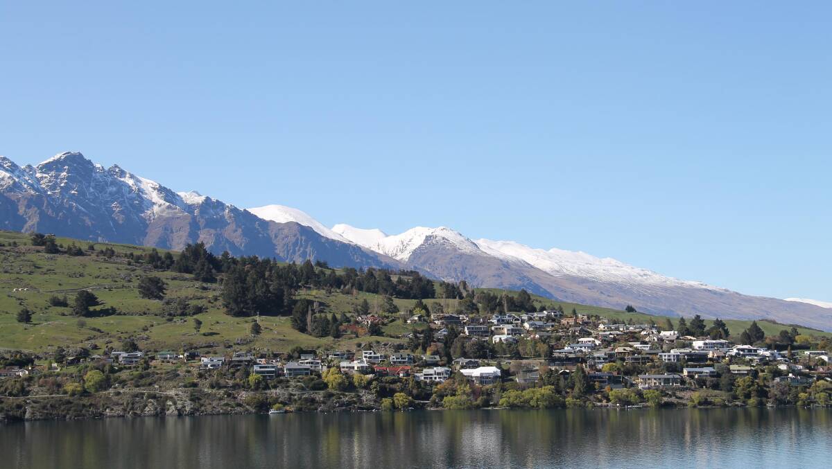 The view from my room … The Remarkables in the sun but with a dusting of snow. 