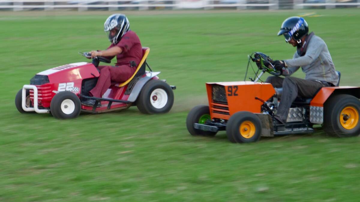 A starting line of mowers and pigs