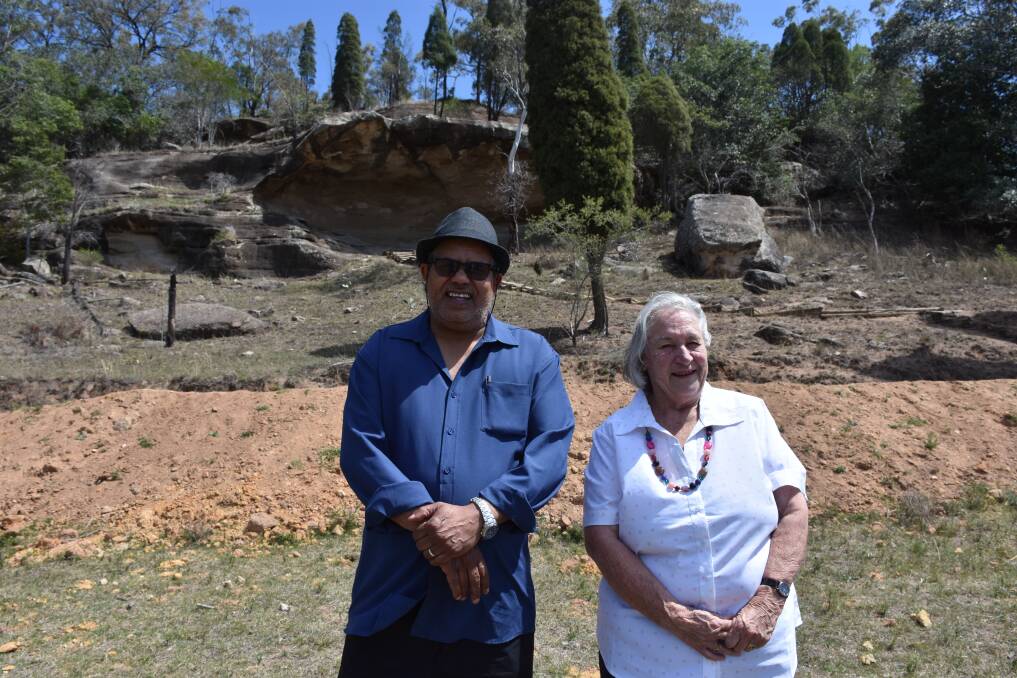 Laurie Perry, Wonnarua National Aboriginal Corporation with Noelene Smith at Baiame Cave at Milbrodale