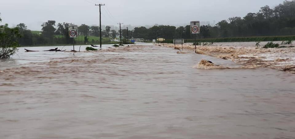 In 2021, the flood waters also rushed over the Thunderbolts Way between Barrington town and Barrington Bridge. Photo supplied