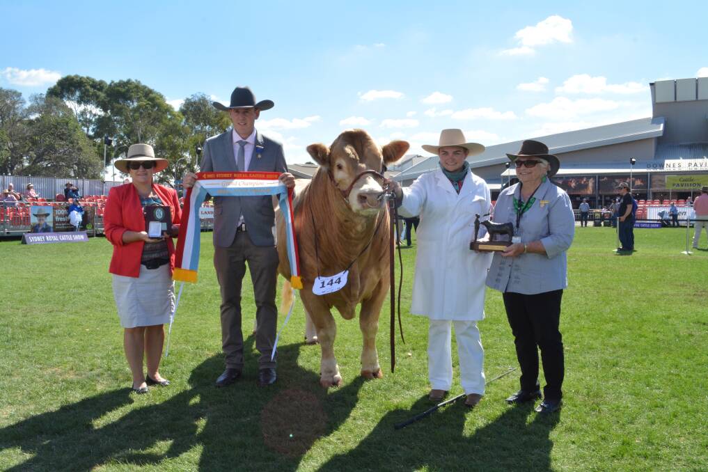 Judge Harris Thompson, NSW paraders winner Tayla Miller, Blue Gene Cattle Co, Parkville and Beverley Keast. Photo: Hannah Powe
